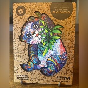 UNIDRAGON Wooden Puzzle - Serious Panda (Medium, 215 pcs) for Adults and Kids